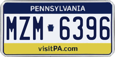 PA license plate MZM6396