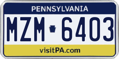 PA license plate MZM6403