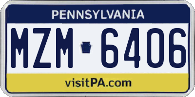 PA license plate MZM6406