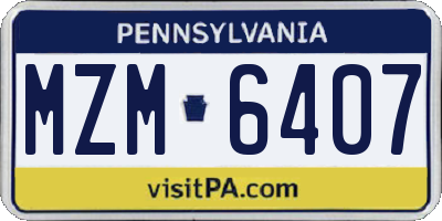 PA license plate MZM6407