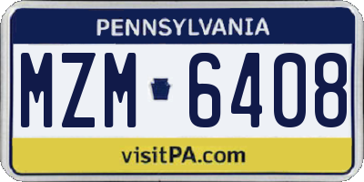 PA license plate MZM6408