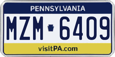 PA license plate MZM6409