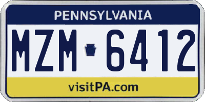 PA license plate MZM6412