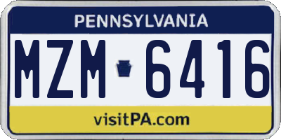 PA license plate MZM6416