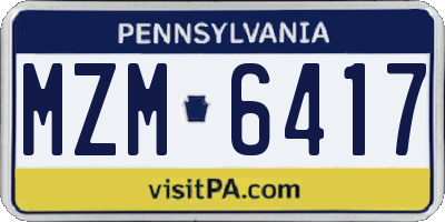 PA license plate MZM6417