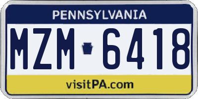 PA license plate MZM6418