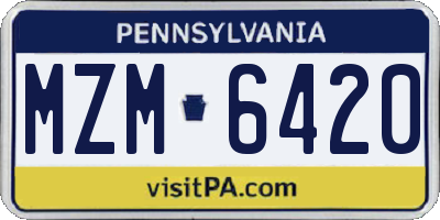 PA license plate MZM6420