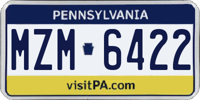 PA license plate MZM6422