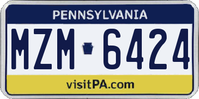 PA license plate MZM6424