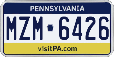PA license plate MZM6426