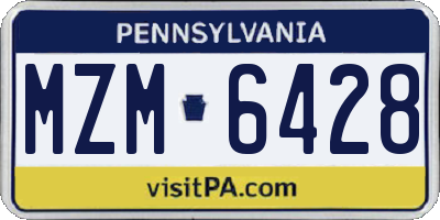 PA license plate MZM6428