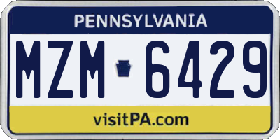 PA license plate MZM6429