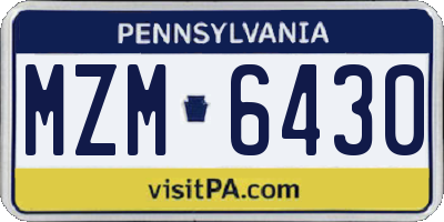 PA license plate MZM6430