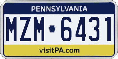 PA license plate MZM6431