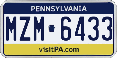 PA license plate MZM6433