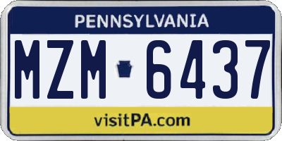 PA license plate MZM6437