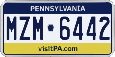 PA license plate MZM6442