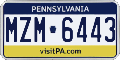 PA license plate MZM6443