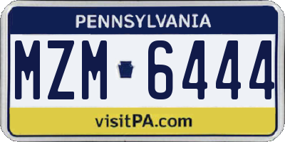PA license plate MZM6444