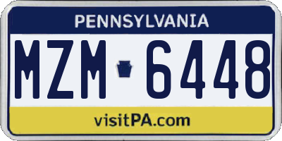 PA license plate MZM6448