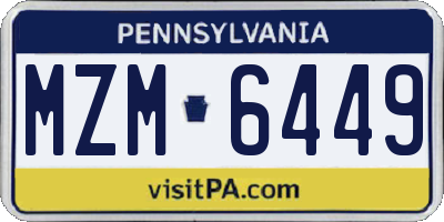 PA license plate MZM6449