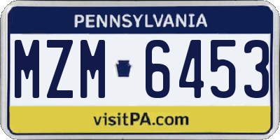 PA license plate MZM6453