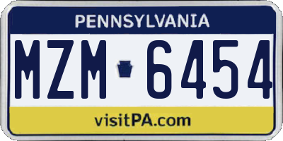 PA license plate MZM6454