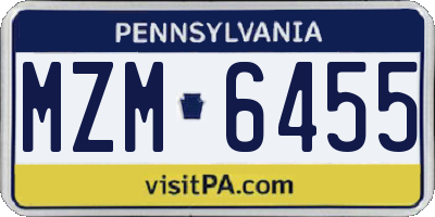 PA license plate MZM6455