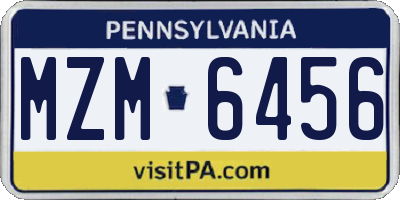 PA license plate MZM6456