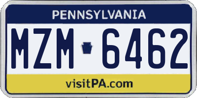 PA license plate MZM6462