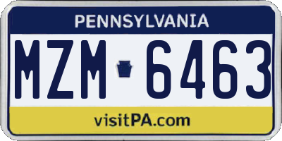 PA license plate MZM6463