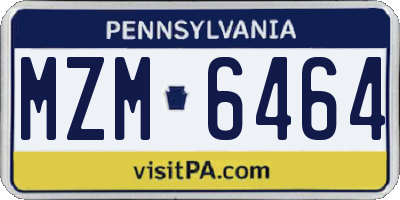 PA license plate MZM6464