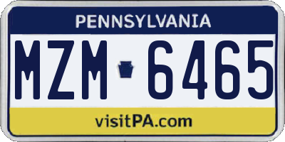 PA license plate MZM6465