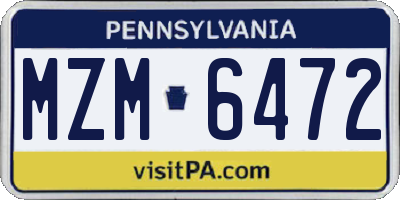 PA license plate MZM6472