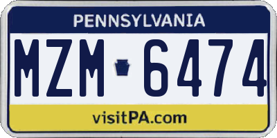 PA license plate MZM6474