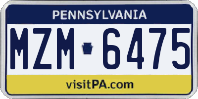 PA license plate MZM6475