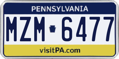 PA license plate MZM6477