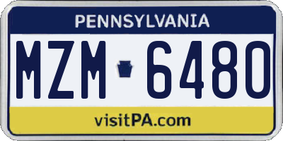 PA license plate MZM6480