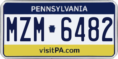 PA license plate MZM6482