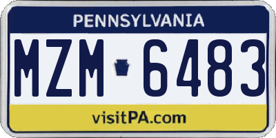 PA license plate MZM6483