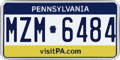 PA license plate MZM6484