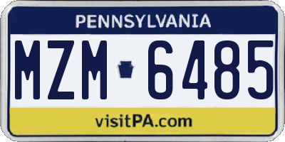 PA license plate MZM6485