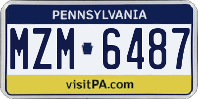 PA license plate MZM6487