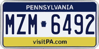 PA license plate MZM6492