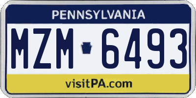 PA license plate MZM6493