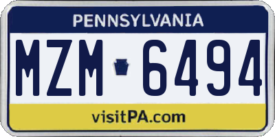 PA license plate MZM6494