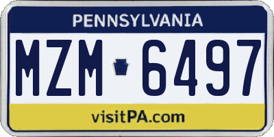 PA license plate MZM6497