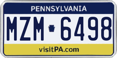 PA license plate MZM6498