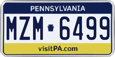 PA license plate MZM6499