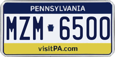 PA license plate MZM6500